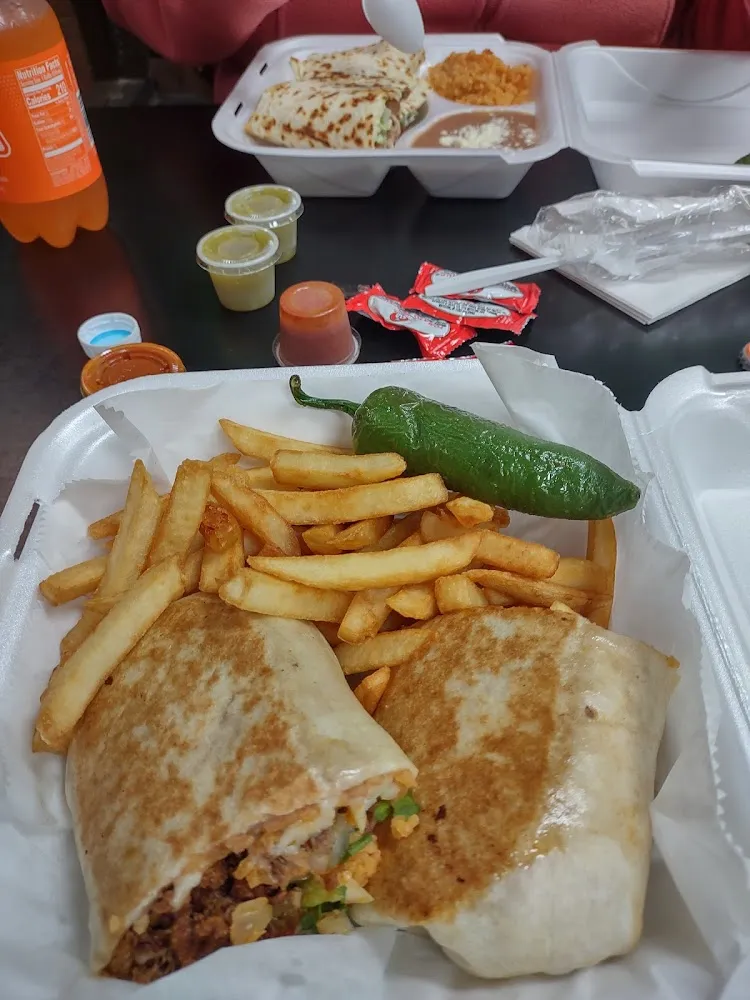 Compechano Burrito and Carnitas Quesadilla